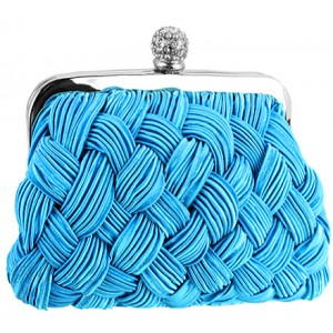 Evening Bag - 12 PCS - Metal Frame w/ Braided - Azure - BG-EAF12601AZU